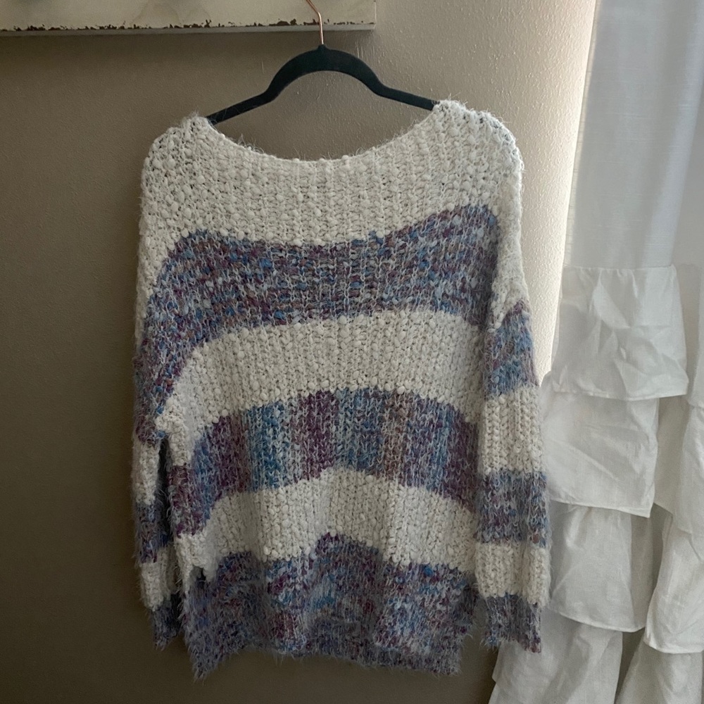 Altar’d State Eyelash Striped Fuzzy Sweater M/L